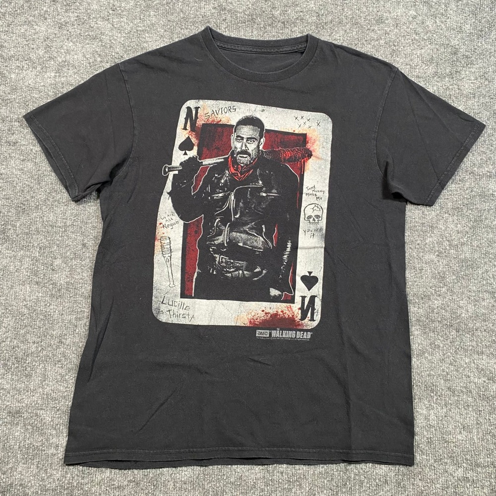 AMC The Walking Dead Negan Playing Card‎ Graphic T-Shirt Mens Black 2016 Small